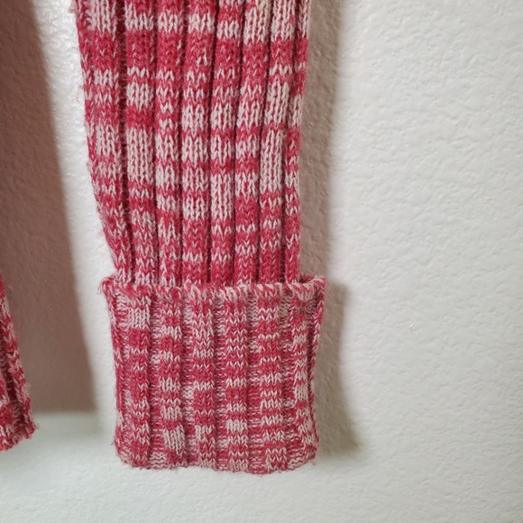 Vintage 1970s Cranberry Marled Knit Belted Cardigan Sweater Jacket with Pockets - Picture 10 of 15